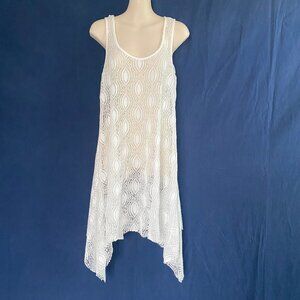 White Open Weave Swimsuit Coverup – Slip-on Style – Knee Length– Sz M